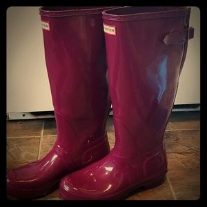Hunters Tall Gloss adjustable back boots